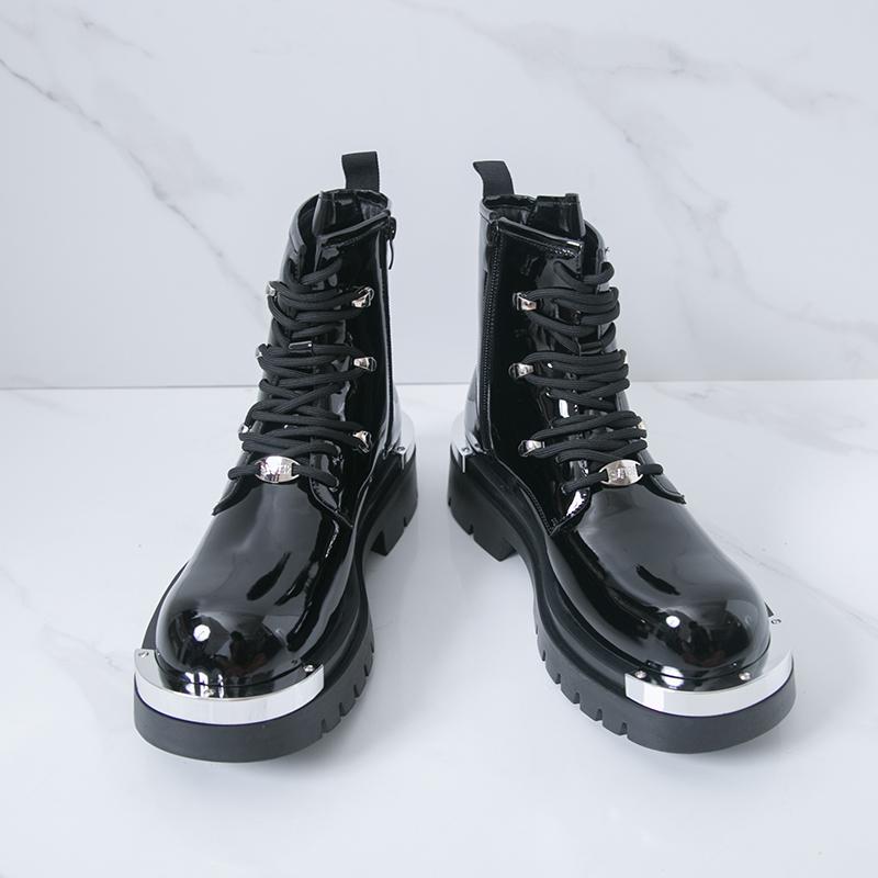 

Мужские высокие ботинки блестящие и модные универсальная мода сочетаются с ботинками для выхода в свет, свиданий, ежедневных поездок на работу и ношения 38