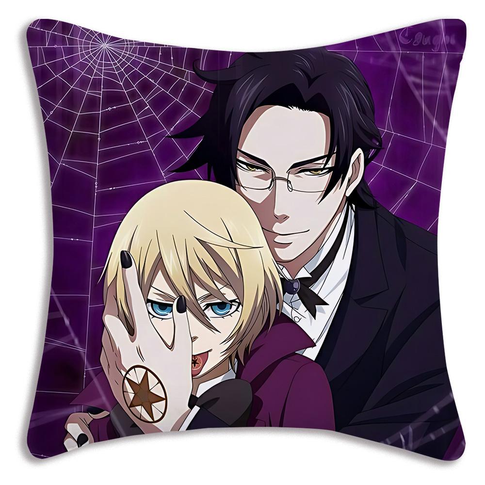Anime Manga Black Butler Pillow Covers Cartoon Sofa Decorative Home Double-Sided Printing Short Plush Cute Cushion Cover