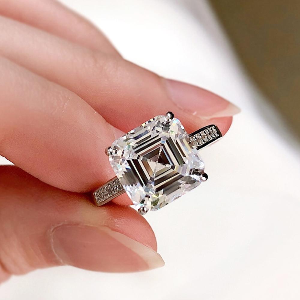 New Simple and Classic Wedding Ring for Women Luxury Low-key Crystal Square Cubic Zirconia Engagement Bands Eternity Jewelry