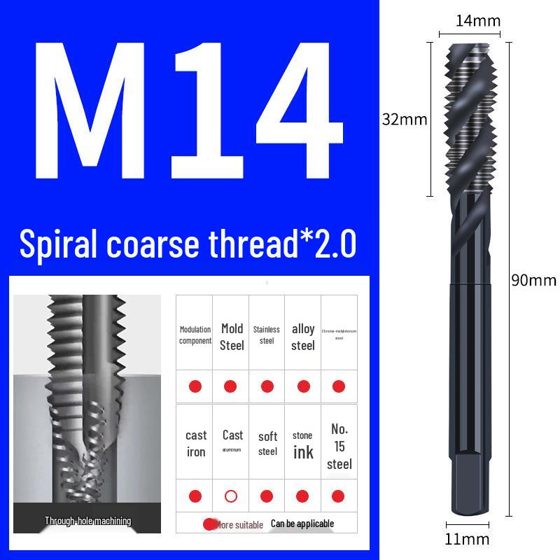 65° Nitridační strojový spirálový závitník pro nerezovou ocel, Velikosti M3-M12