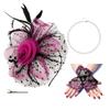 Fashion Tulle Headwear Set with Fabric Flower Hair Hoop , Pearl Necklace and Gloves for Women Party Wedding