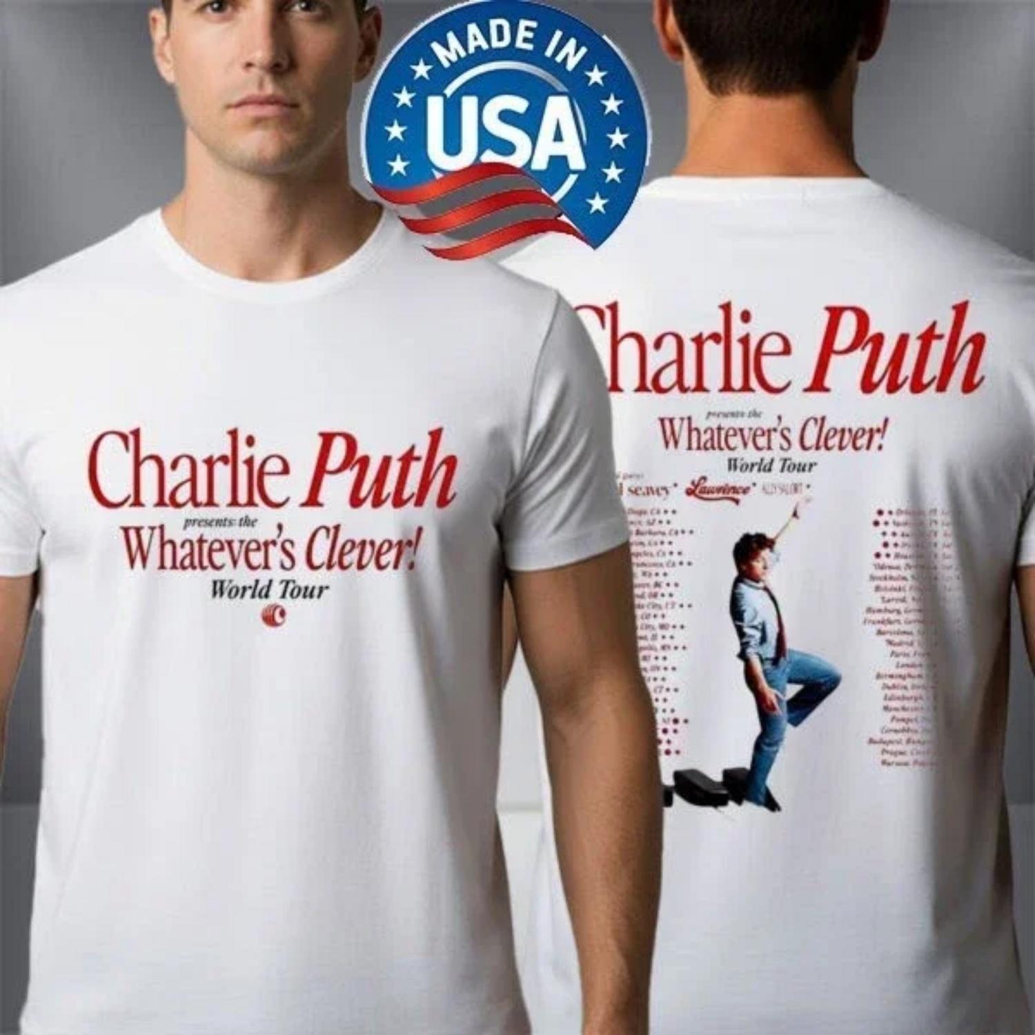 

Charlie Puth Exclusive T-Shirt for Whatever s Clever World Tour 2026- Comfortable, Breathable Retro T-Shirt S разноцветный