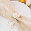 Popular Creative Rose Flower Faux Pearl Napkin Ring - Metal Rose Napkin Buckle
