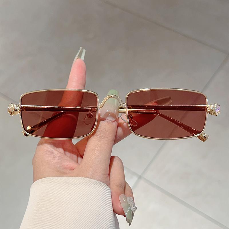 Vintage Rectangle Sunglasses Men New Fashion Classic Gradient Decorative Shades Women Ins Luxury Brand Design Sun Glasses