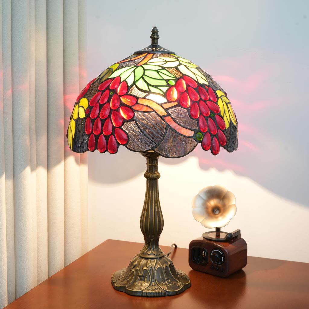 Village Garden Style Stained Glass Lamp Bedroom Table Lamp Reading Desk Light for Bedside Living Room Office Dormitory Decor 12“