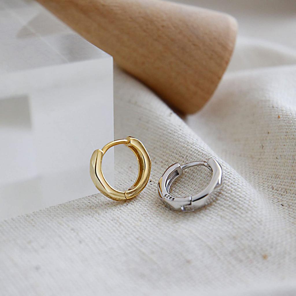 Pasurohu Ohrringe K18 18K Vergoldung Silber 925 Kleine Beliebte Creolen Damen Herren Gold Platin Diamantschliff Hypoallergen Echter Schmuck 8,5mm