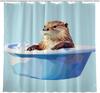 Funny Hedgehog Shower Curtain Hedgehog Bathing In Bathtub Cute Animal Puppy Pet Hilarious Shower Curtain Bathroom Set