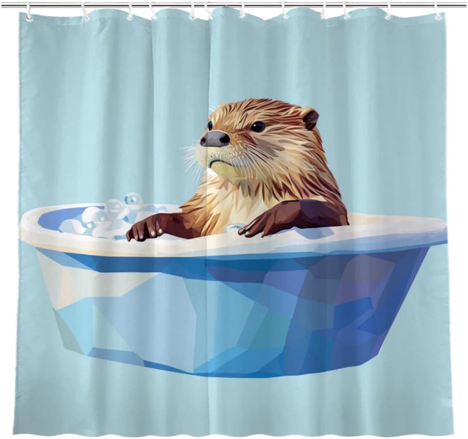 Funny Hedgehog Shower Curtain Hedgehog Bathing In Bathtub Cute Animal Puppy Pet Hilarious Shower Curtain Bathroom Set