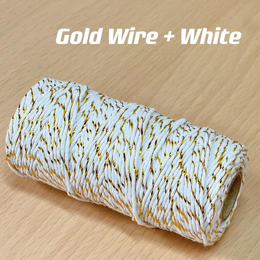 2mm 100m Macrame Cotton Rope Twisted Jute Colored Cotton Two-Color Rope Process For Wall-Mounted Gift Packaging DIY Wedding Deco