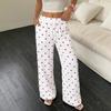 European & American Women's 2026 Heart Pattern Lace-up Wide-Leg Pants - Summer Casual Wear