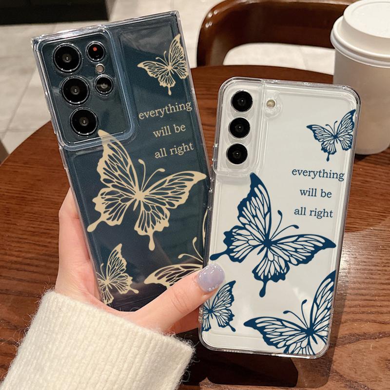 Hollowed Out Butterfly Pattern Phone Case For Samsung Galaxy S26 S25 S24 S23 Ultra S22 Plus S24 S21 FE S25 Edge Clear Soft Cover