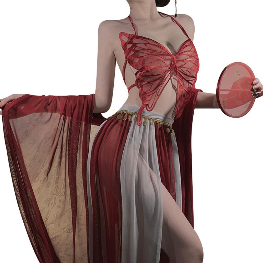 Xianyi Erotic Underwear Pure Desire Butterfly Shawl Exotic Hanfu Seduction Sexy Mesh Passion Free Set 581