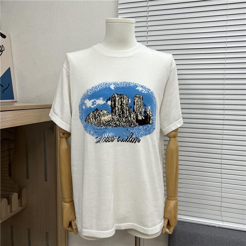 2025 Vår/Sommar Trendig Jacquardetikett Stickad Kortärmad Logotyp T-shirt