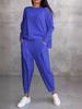 2024 Women's Solid Color Casual Round Neck Long Sleeve Top