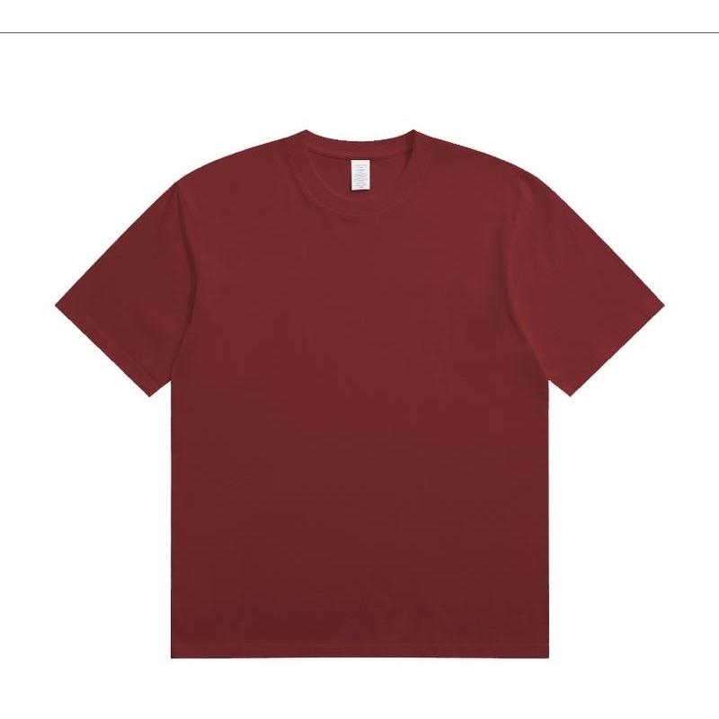 

2026 8color fun sports T-shirt for men and women, 100% cotton casual round-neck T-shirt, loose street style T-shirt S вино красного
