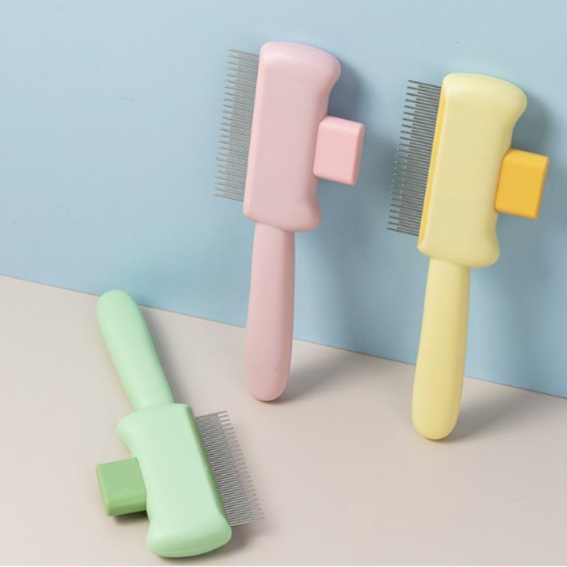Szczotka dla kotów do krótkiej i długiej sierści, masująca, narzędzie do usuwania podszerstka z przyciskiem zwalniającym, grzebień do pielęgnacji zwierząt, rozczesujący, usuwający sierść