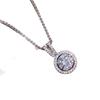 Versatile 3-Carat Faux Moissanite Pendant with Diamond Circle Clavicle Chain