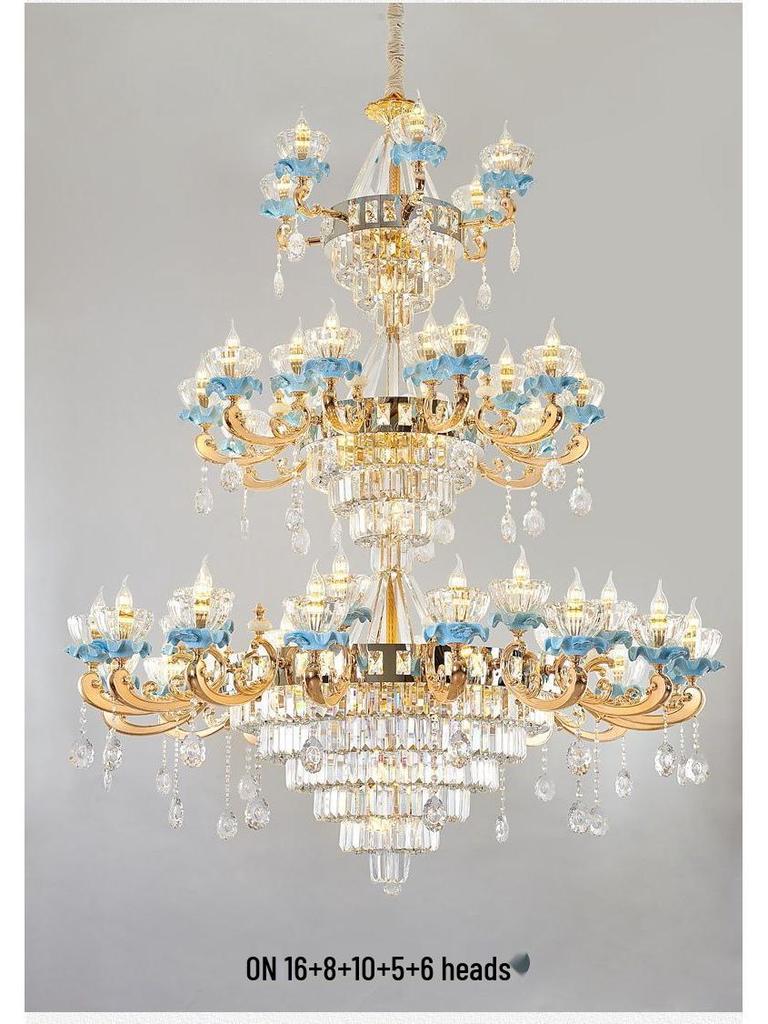 Luxury European Crystal Chandelier, French Ceramic Design for Living Room or Restaurant