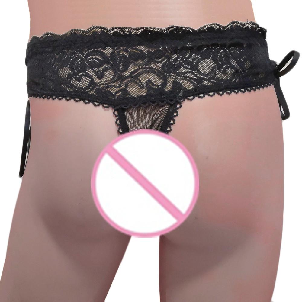 Fashion Mens T-Back Underwear Lace Bandage Thongs Underpants  Lingerie
