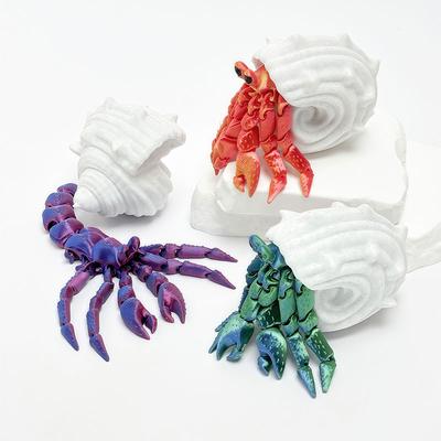 Articulated Hermit Crab 3D Printed Model Movable Joints Cool Desktop Creative Ornament Fun Home Room Decoration Crafts Artwork