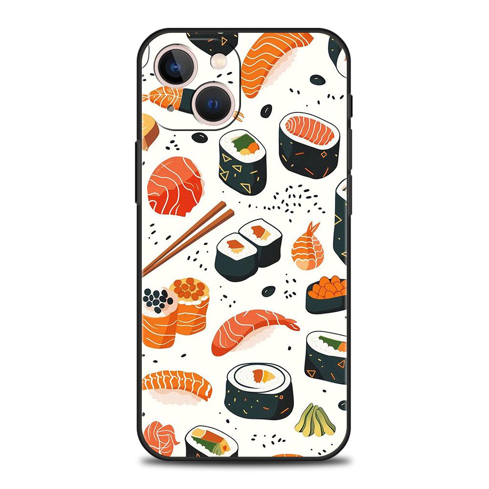 Luxury TPU Soft Phone Case For iPhone 17 Air 16E 16 11 15 14 Pro MAX 12 13 7 8 Plus X XR XS SE 2022 Cover Cute Cartoon Sushi
