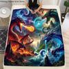 New Dragon Ice Fire Picture Blanket Skin Friendly Comfort Warm Soft Plush Blanket Suitable Sofa Living Room Office Bedroom