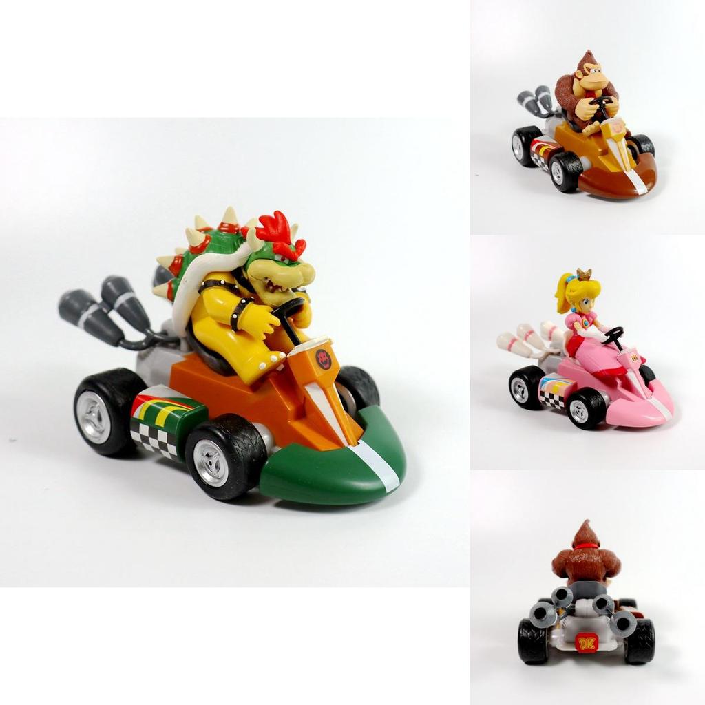 Geschenke Super Mario Kart Prinzessin Peach Pull-Back-Figur Auto PVC-Spielzeugsammlung mit zerlegbaren Gliedmaßen