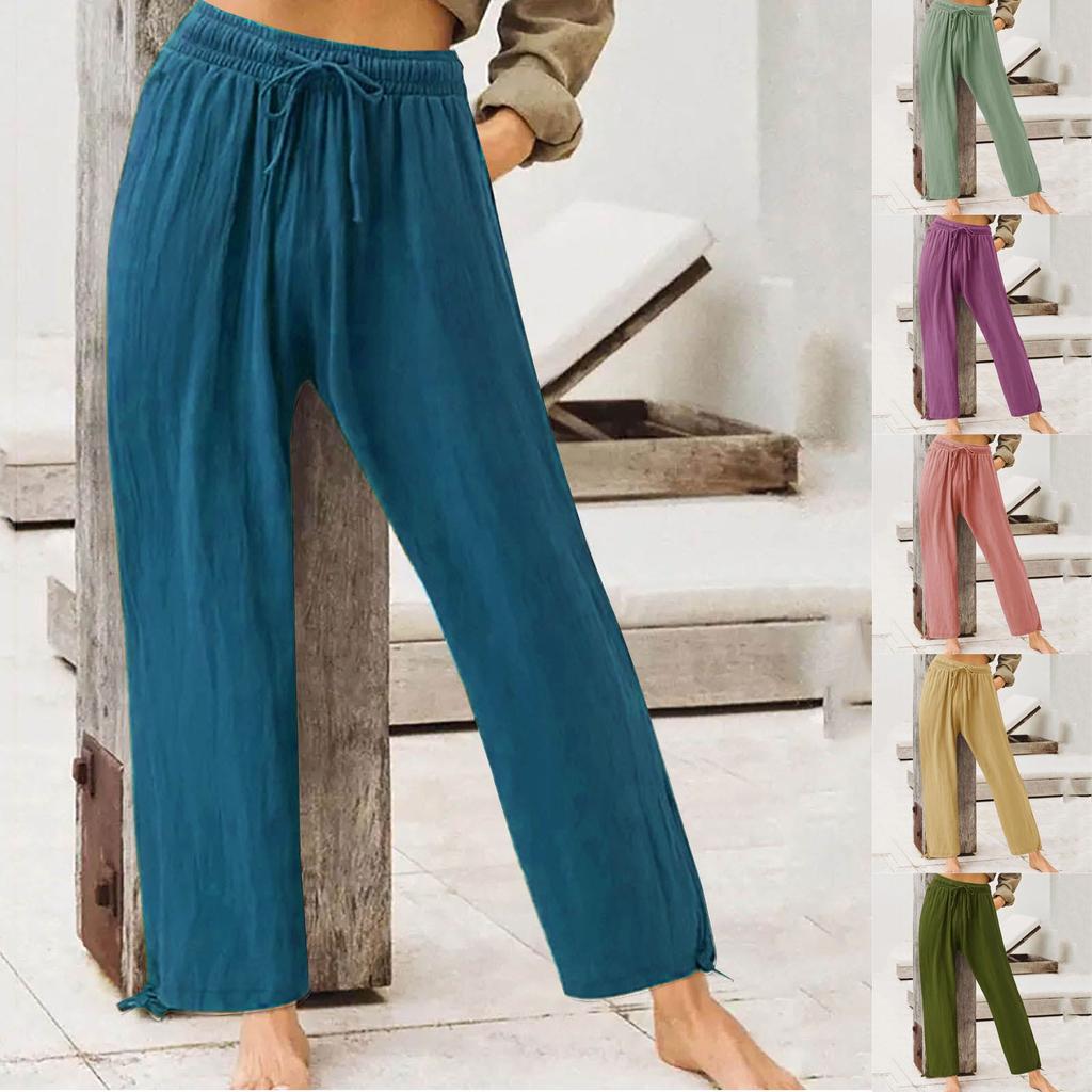 Pantaloni pentru femei, pantaloni eleganți la modă, talie elastică, talie înaltă, picior larg, croială regulată, pantaloni sport