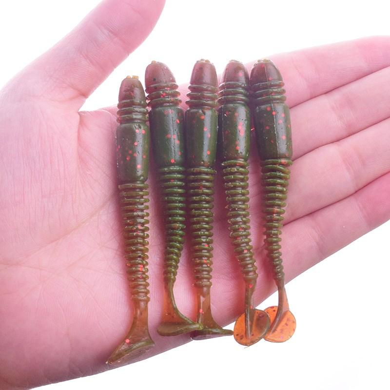 5Pcs Swing Impact Ring Shad Fishing Lure Soft 75mm 3.2g Jigging Swimbait Wobblers Shrimp Smell Salt Artificial Silicone Baits