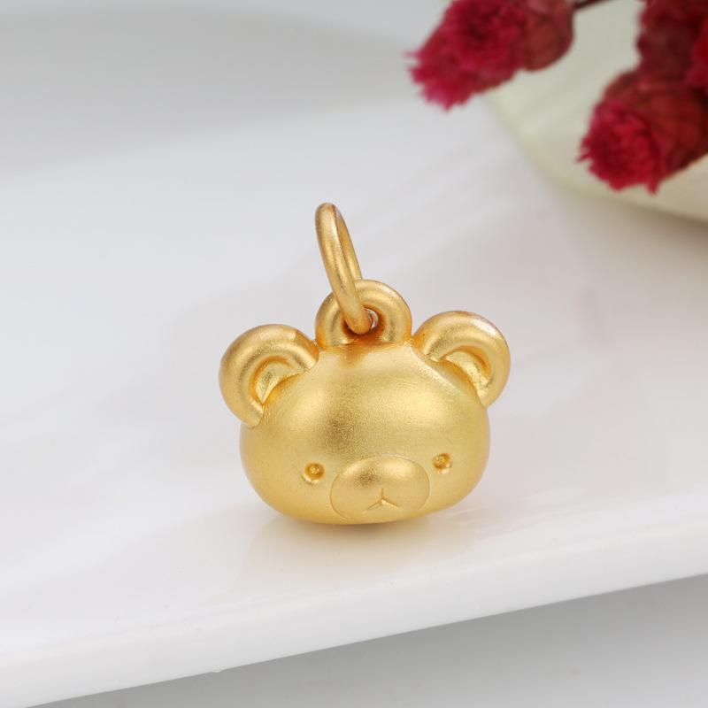 Sterling Silver 999 Kuma-chan DIY Bracelet Charms: Carefree Bear Pendant Accessories золотой