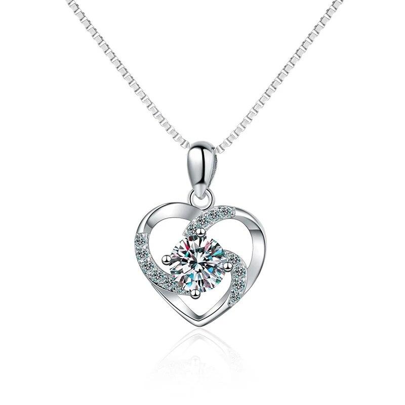 

Ожерелье с бриллиантом из муассанита для женщин, свадебные украшения с сертификатами, подвеска из белого золота 18 карат с серебряным покрытием 925 пробы