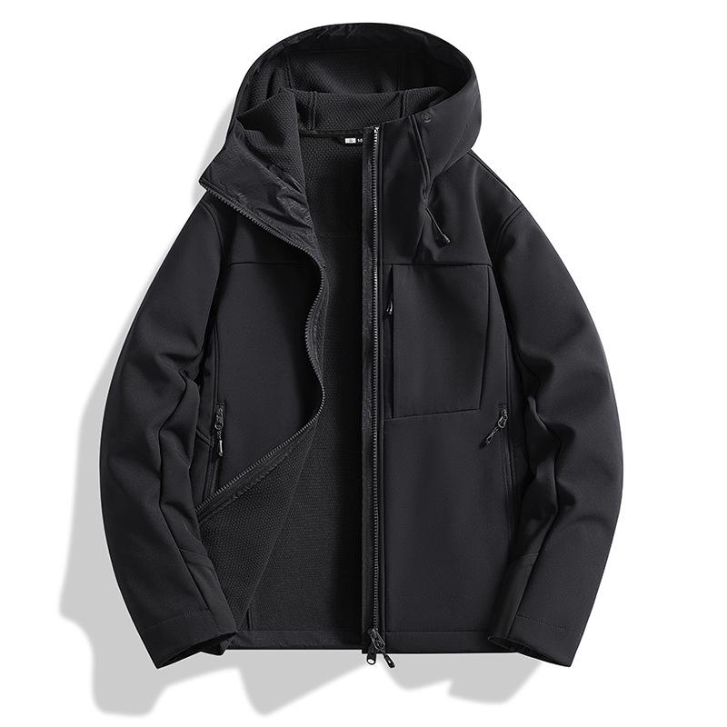 Couple's Soft Shell Ski Jacket with Hood - Warm, Windproof, Waterproof, Plus Velvet, Trendy Mountaineering Outerwear