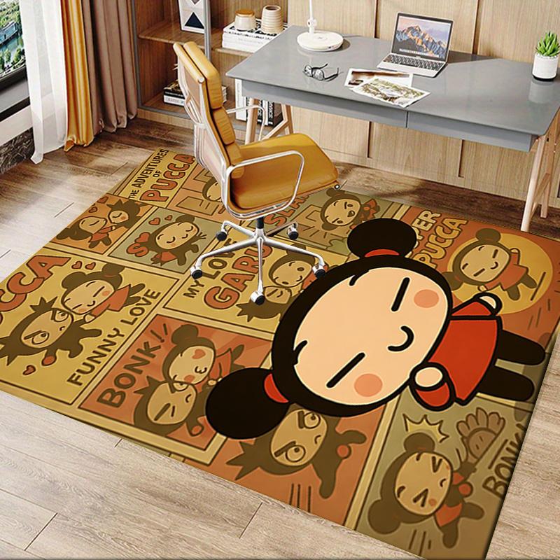 Pucca Office Chair Mat: Cute Cartoon Character Rug for Home Decor, Office Carpet Gift Suitable for Bedroom, Living Room, Various Rooms