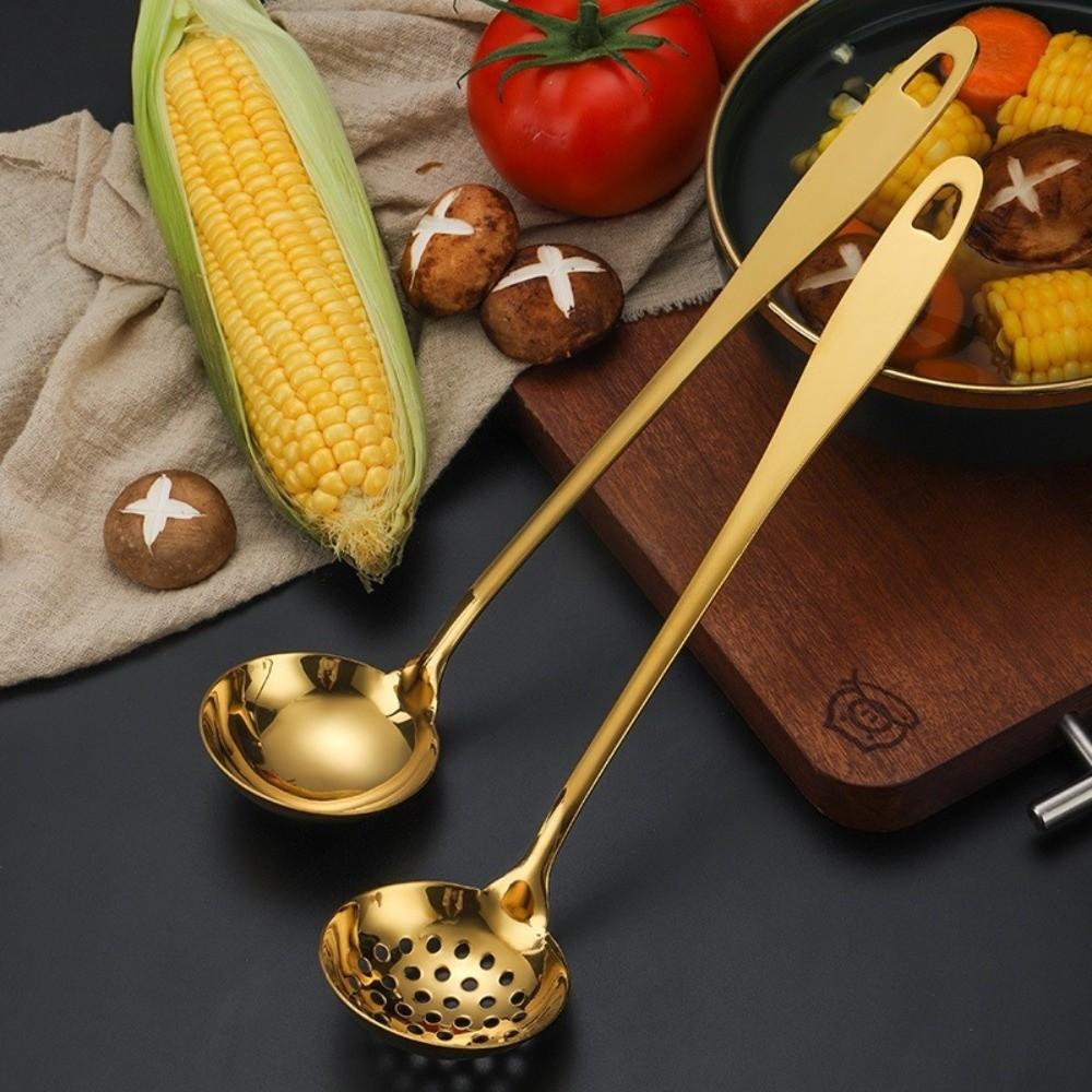 Anti Scald Soup Spoon Colander Long Handle Cooking Utensils Kitchen Tableware  Hotpot Serving