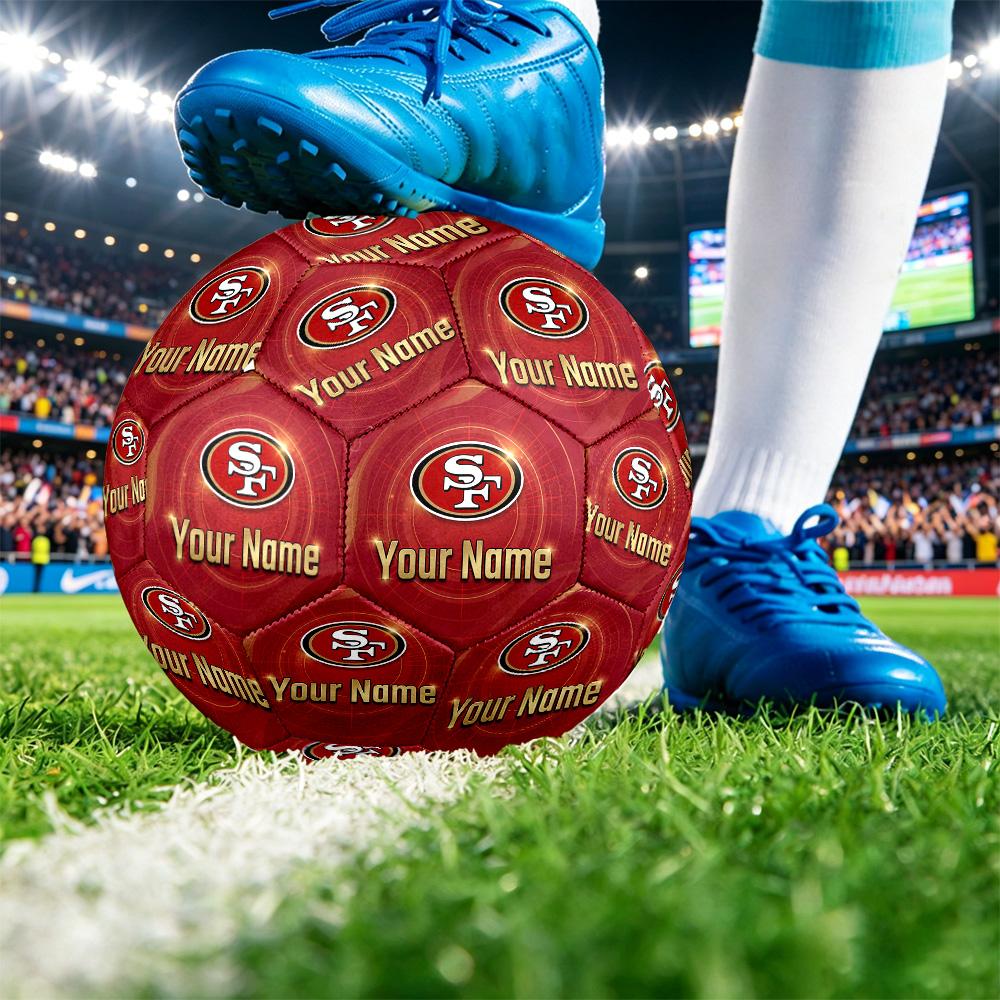 San Francisco 49ers Size 5 Football, Custom Name Text Personalized Soccer Ball Sport Training Gift