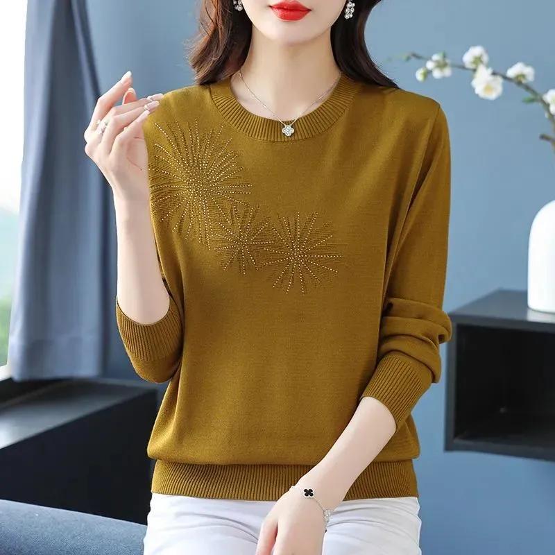 Svetr pro ženy Podzim Zima Zesílený Pulovr Teplý Pletený Pruhovaný Kulatý výstřih Základní vrstva Pružný Dlouhý rukáv Oversize Svetr Topy