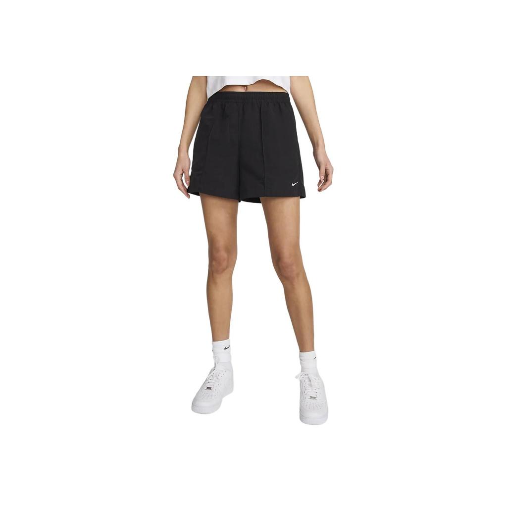 Nike Sportswear Everything Woven Solid Mid-Rise Elastic Waist Shorts Women Shorts Black FV6622-010