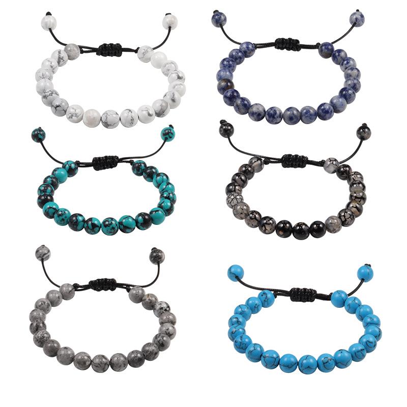 Men's and Women's 8mm Black Matte Volcanic Stone Beaded Stretch Bracelets