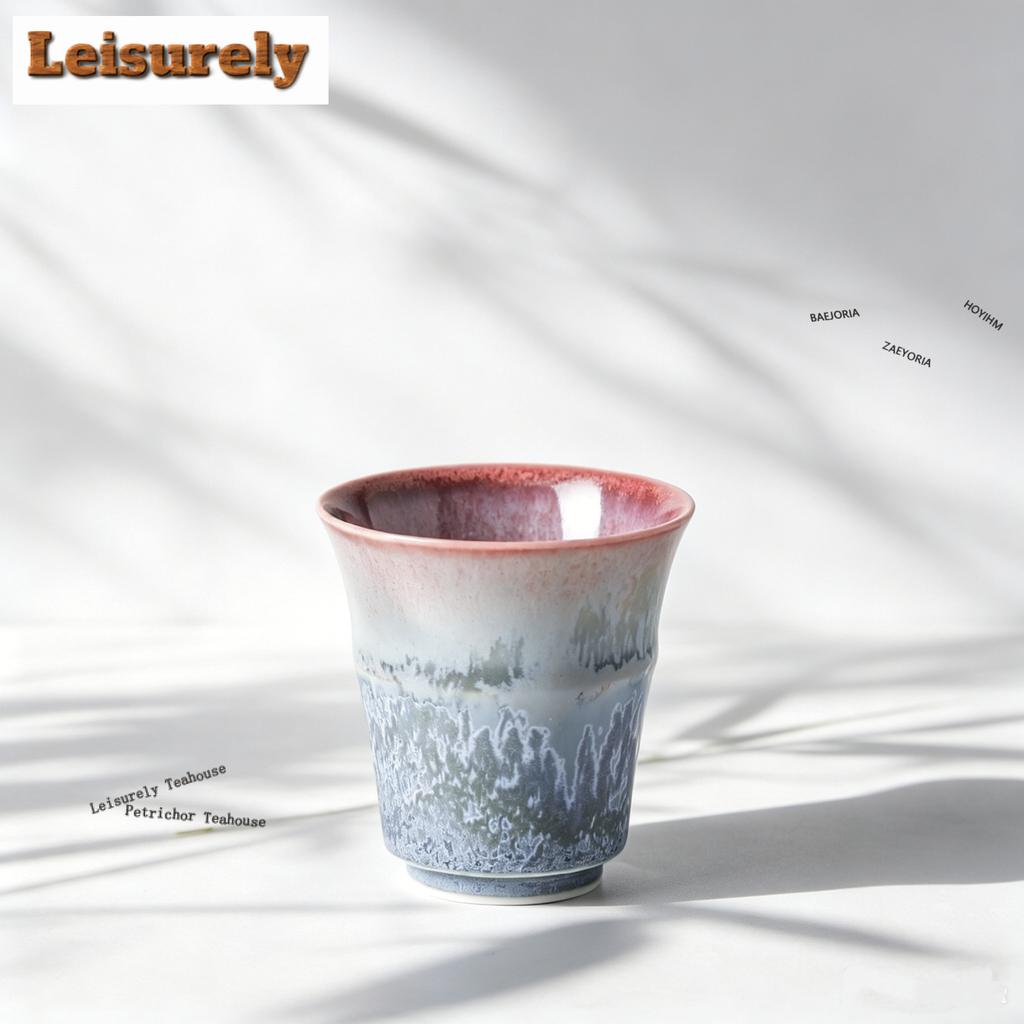 Powder Blue Kiln Fambe Bamboo Joint Teacup Traditional Tea Bowl Tea Pair Tea-tasting Smelling Cup Chazhan Cups Household Cha
