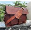 Men's Leather Handmade Laptop Shoulder Cow Crossbody Satchel Brown Bag