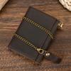 Cowhide Short Wallet Luxury Brand Men 2026 Clip Purse Wallet Chain Male Card Holder Genuinie Leather Coin Purse Dropshipping