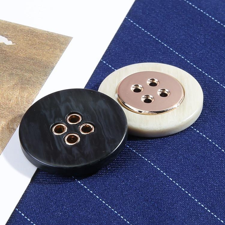 Round Black Button High-End Women'S Clothes Blazer Coat Button Accessories Versatile Sweater Four-Eye Button Men