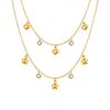 Stainless Steel Flat Cross Chain Zircon Heart Gold Necklace