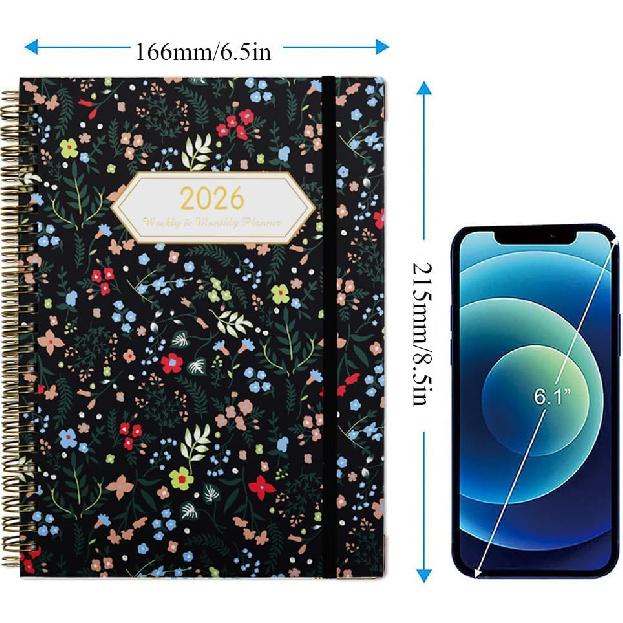 2026 Planner, Monthly and Weekly Calendar 2026, Jan.2026-Dec.2026, 8.5'' x 6.5'' with Monthly Tabs, Hardcover, Thick Paper, Back Pocket, Strong