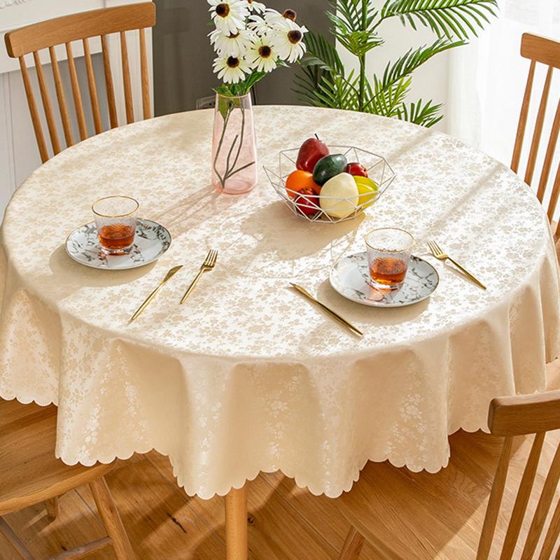 Round PVC Tablecloth Waterproof Insulate Plastic Oilproof Printed Pattern Wedding Party Restaurant White Table Cloth Decoration