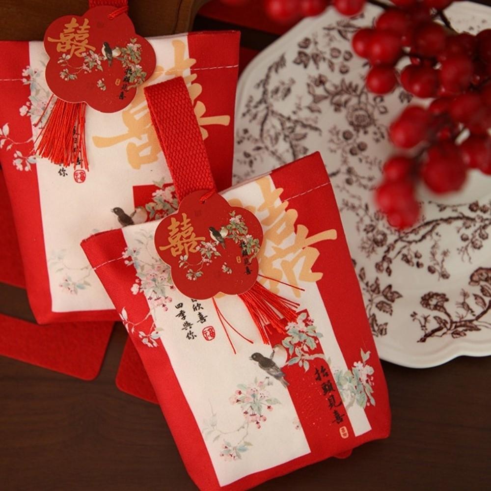 Storage Festive Sugar Bag Cloth Wrist Hand Bag Portable Chinese Wedding Candy Bag  Female/Girls
