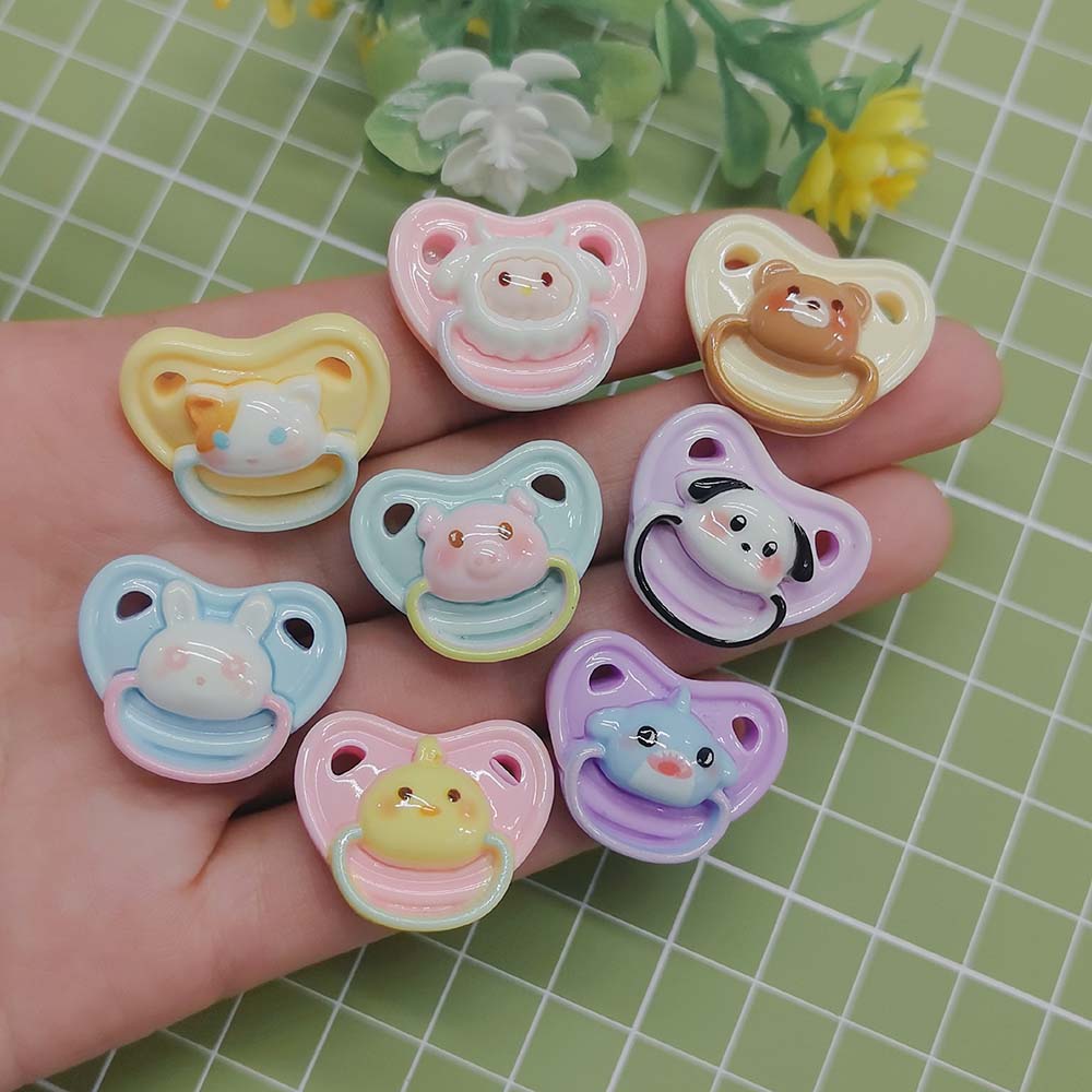 100pcs Kawaii Cartoon Animal Pacifier Cabochons Flat Back Resin Scrapbooking Diy Jewelry Children Gift Hairpin Craft Supplies