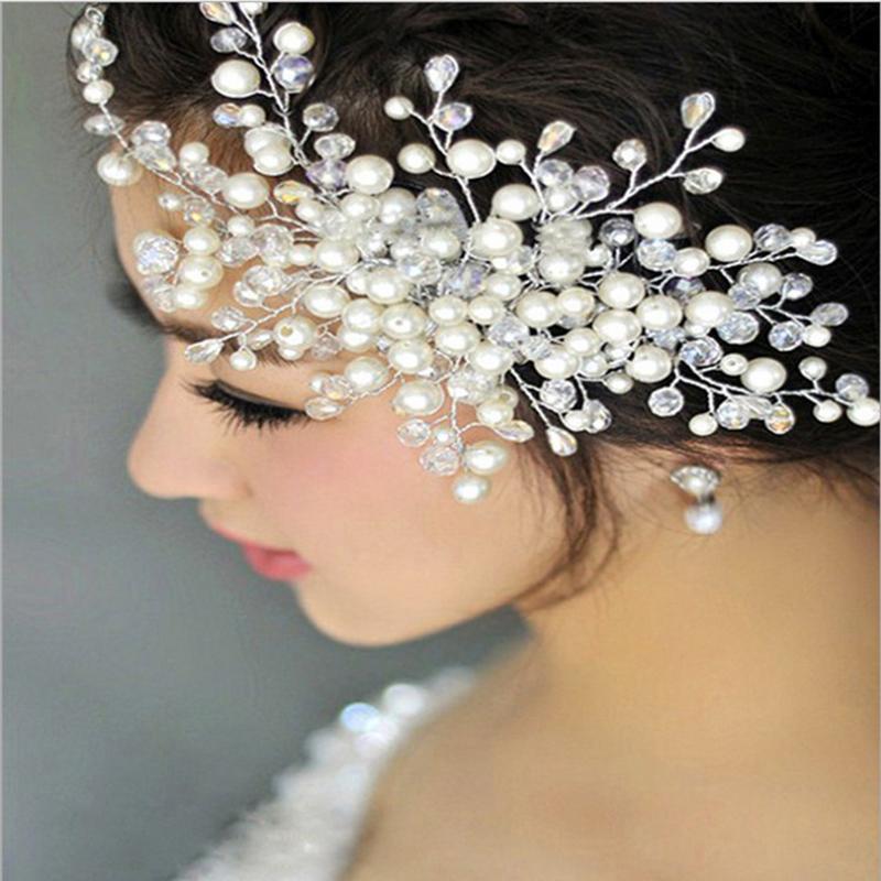 Hair Comb Flower Pearl Wedding Headdress Korean Headband Headdress Headdress Hair Comb Hair Band Bridal Ornament