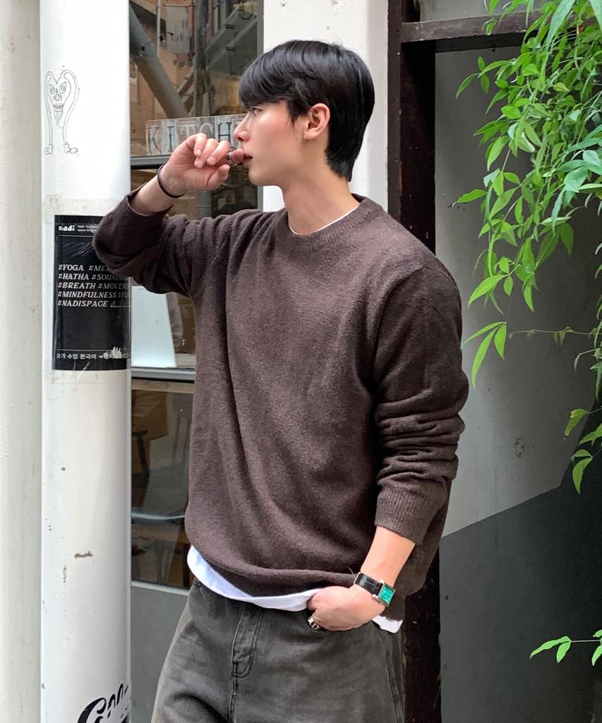 MINDBRIDGE [Air Wool] Alpaca Round Semi-Overfit Knit - 5 Colors