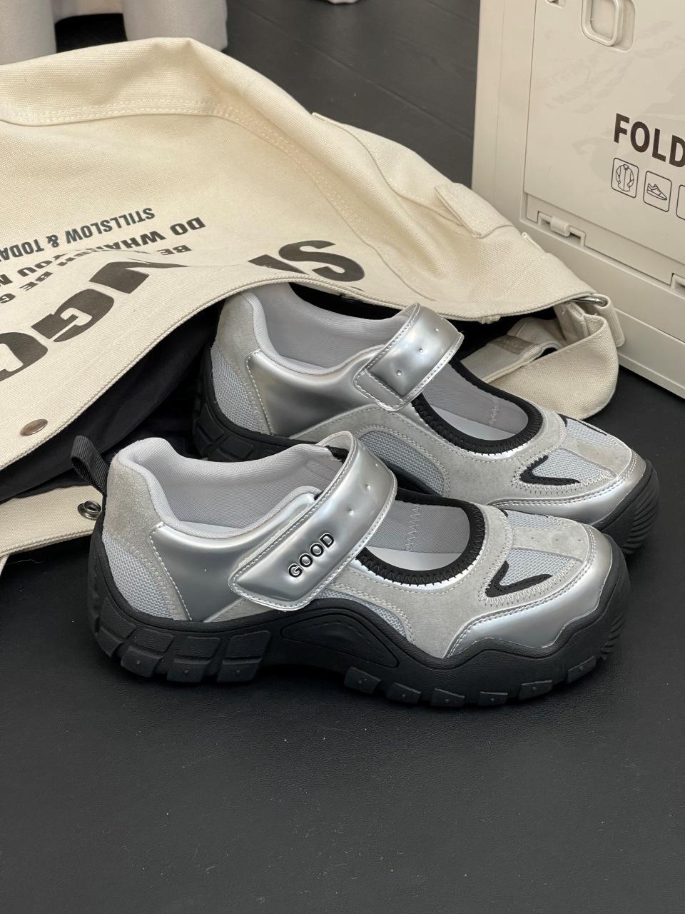 

Niche Baotou Hollow Mary Jane Sports Sandals Women s Summer New Ugly Cute Velcro Silver Casual Shoes 39